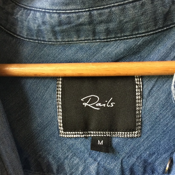 Rails Raw Hem Button Down Chambray Shirt - Picture 3 of 6